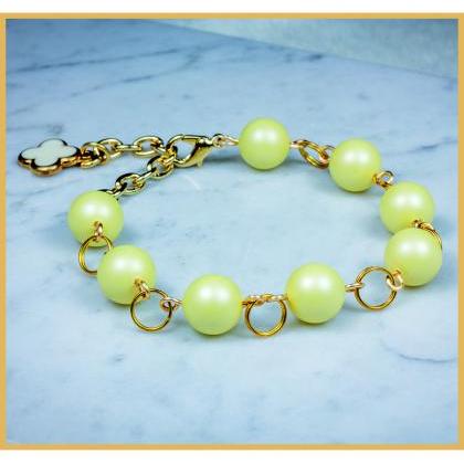 Chunky Matte Yellow Simple Style Bracelet With..