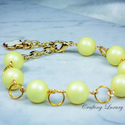Chunky Matte Yellow Simple Style Bracelet With..